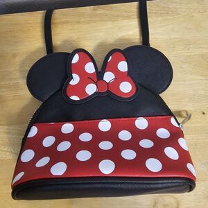 Disney Minnie Mouse Polka Dot Crossbody Purse with Charm Keychain 3D Ears Bow